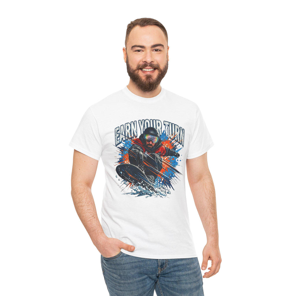 Earn Your Turn Snowboarder graphic tee | Snowboarding shirt, winter sports apparel