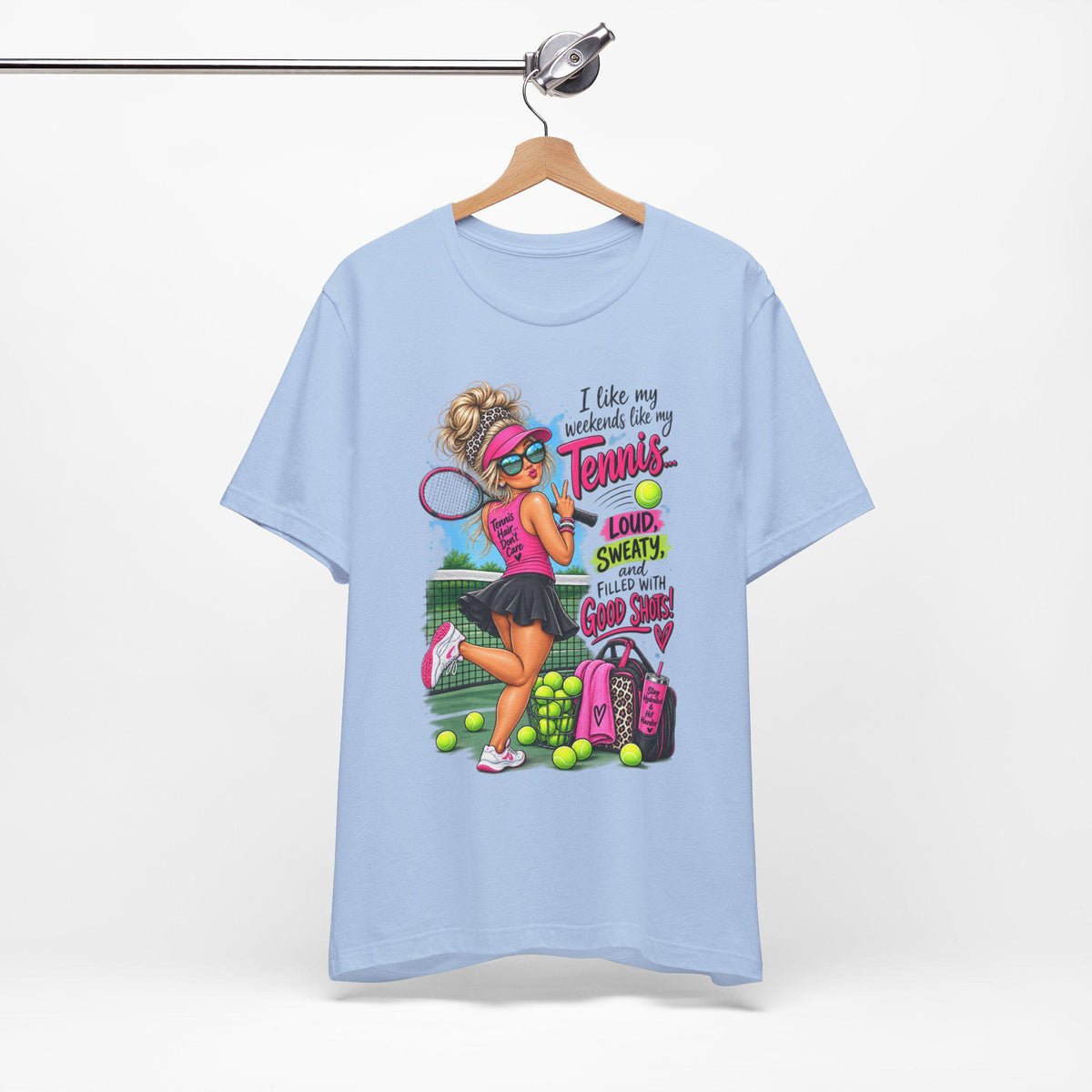 Tennis Player Tee, Good Vibes, Loud, Sweaty, Good Shots (100% Cotton)