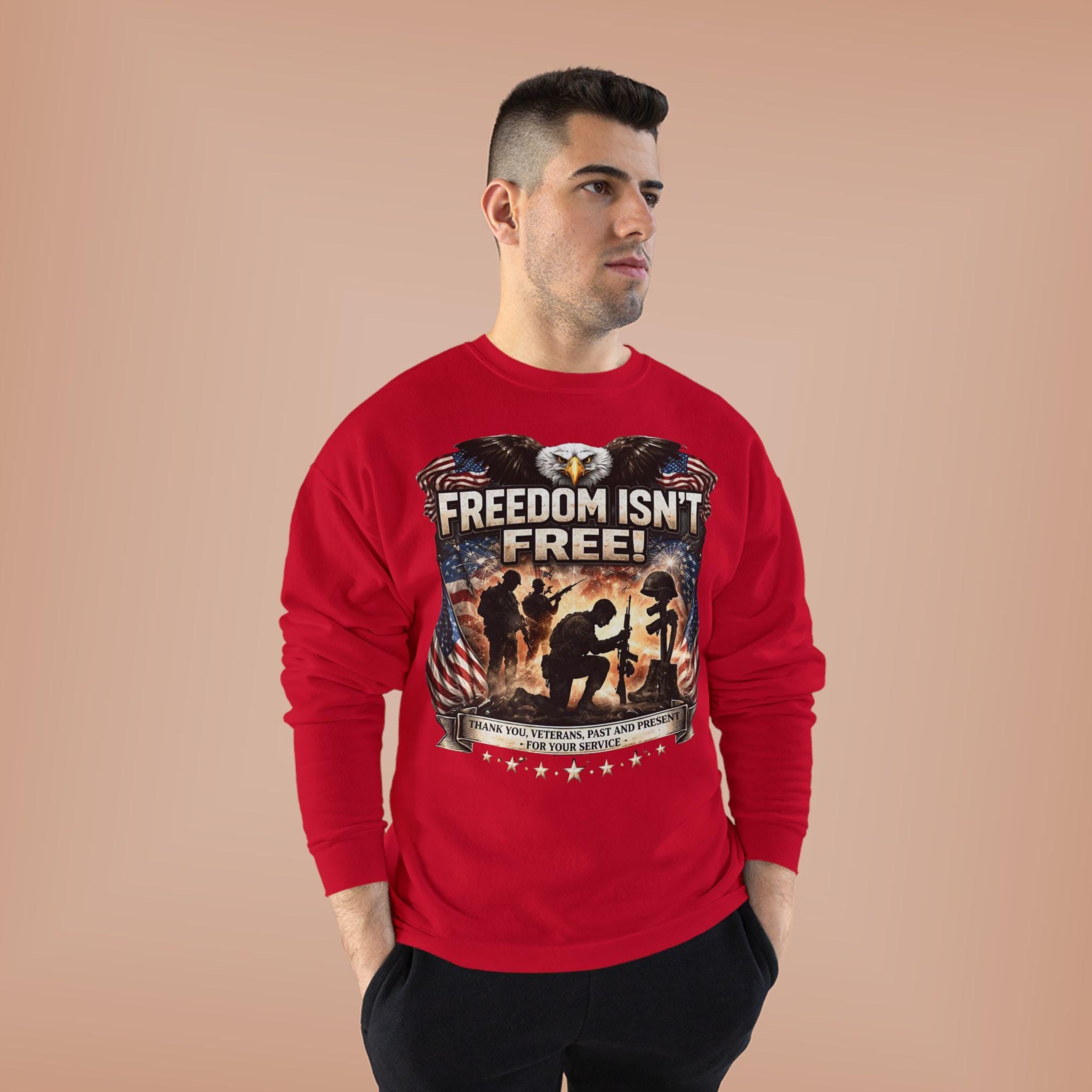 Patriotic Eagle Soldier Crewneck | Freedom Isn't Free, American Flag Sweatshirt