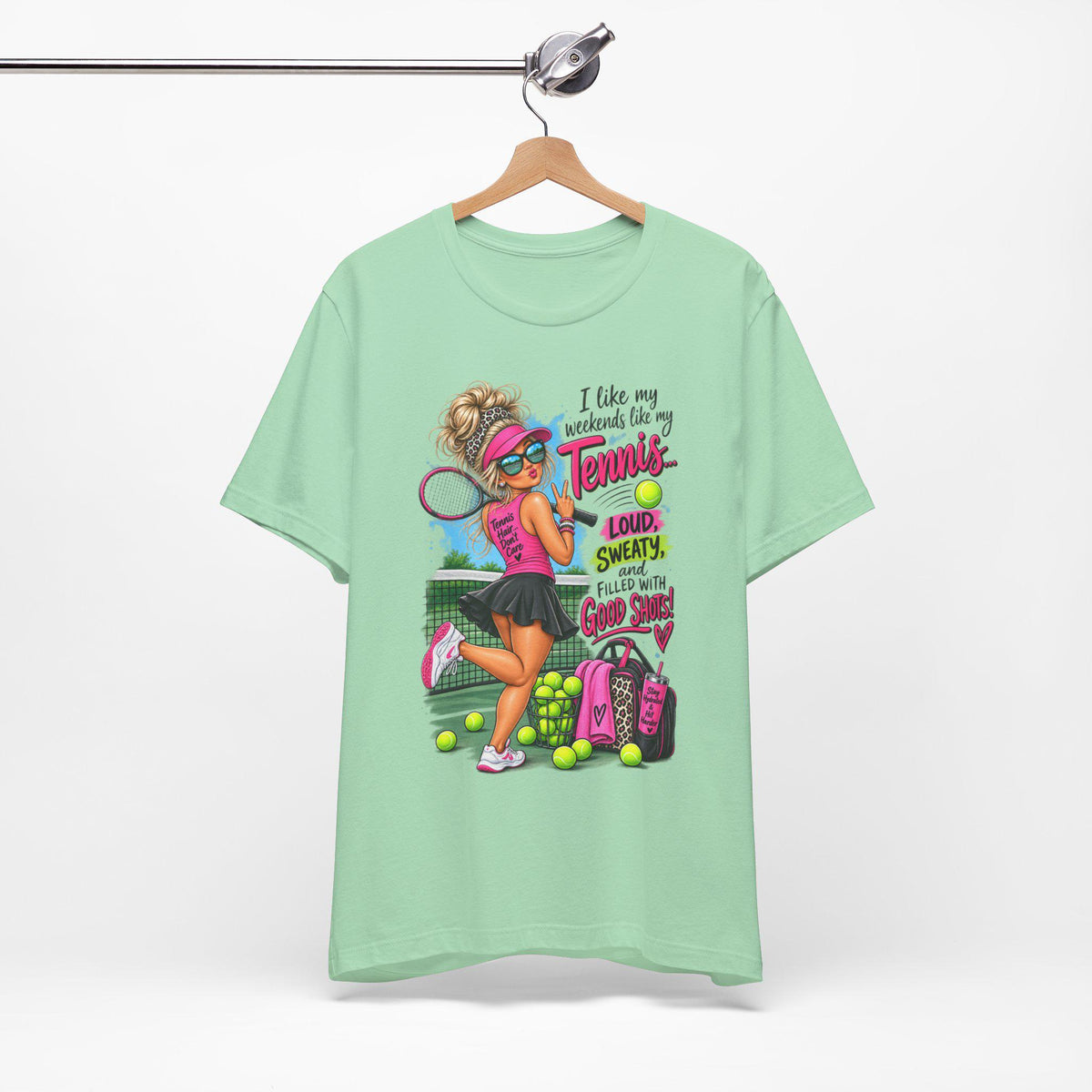 Tennis Player Tee, Good Vibes, Loud, Sweaty, Good Shots (100% Cotton)