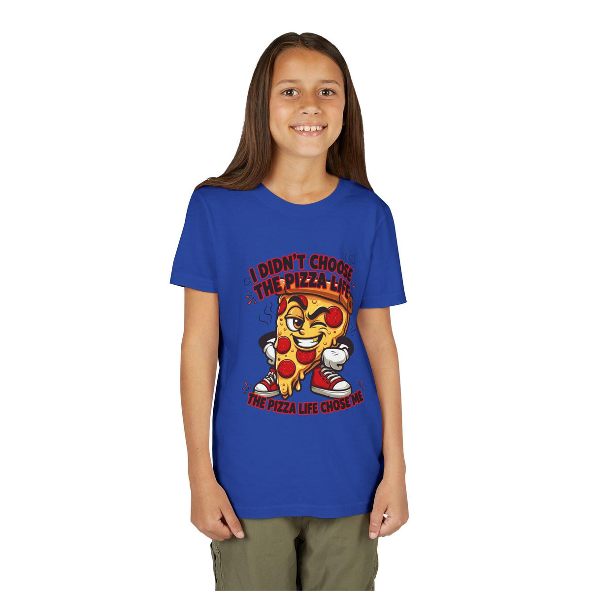 I Didn't Choose the Pizza Life cartoon slice Youth Tee | Funny Pizza Shirt
