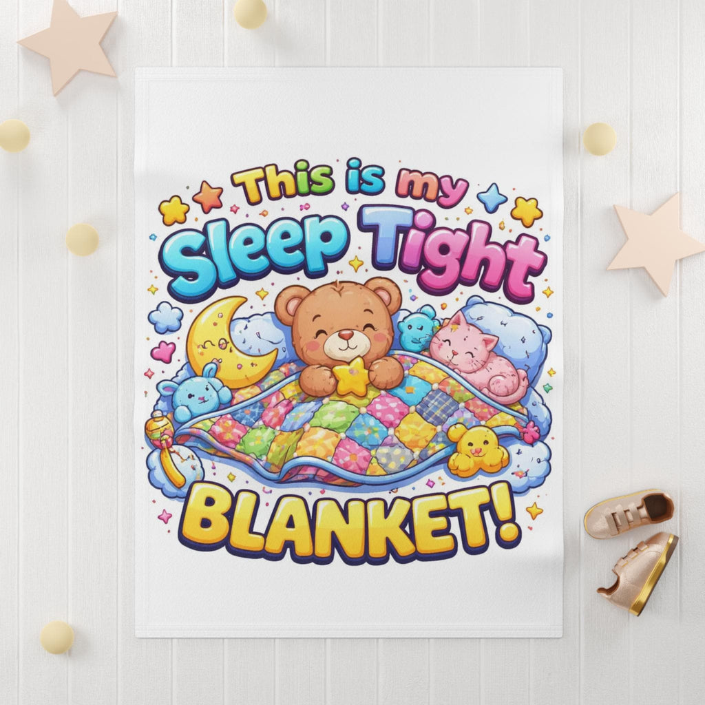 Baby Bear Moon Stars Fleece Blanket | Sleep Tight Toddler Throw