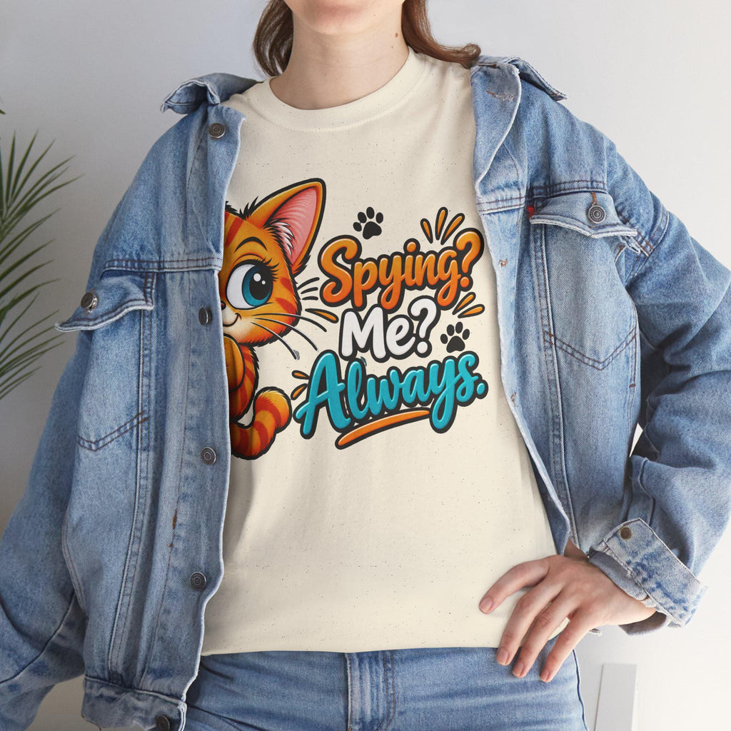 Cat Graphic Tee | Spying Me? Always Cotton T-Shirt