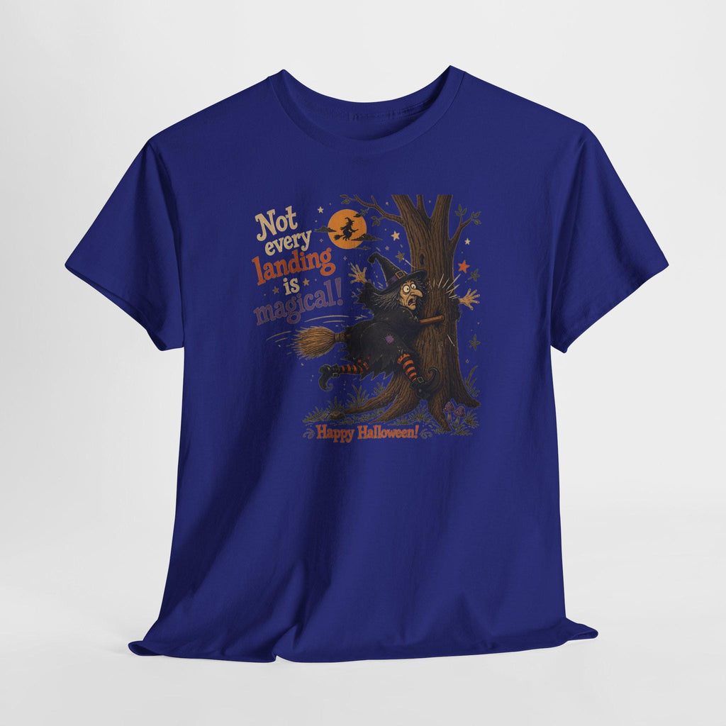 Witch Halloween Tee | Broom Landing Gone Wrong, Pumpkin Orange (100% Cotton)