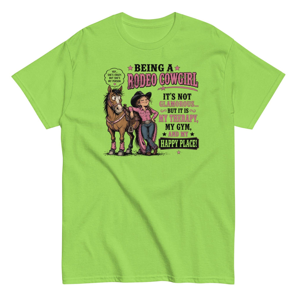 Rodeo Cowgirl Tee: My Therapy, My Happy Place Unisex Cotton Shirt
