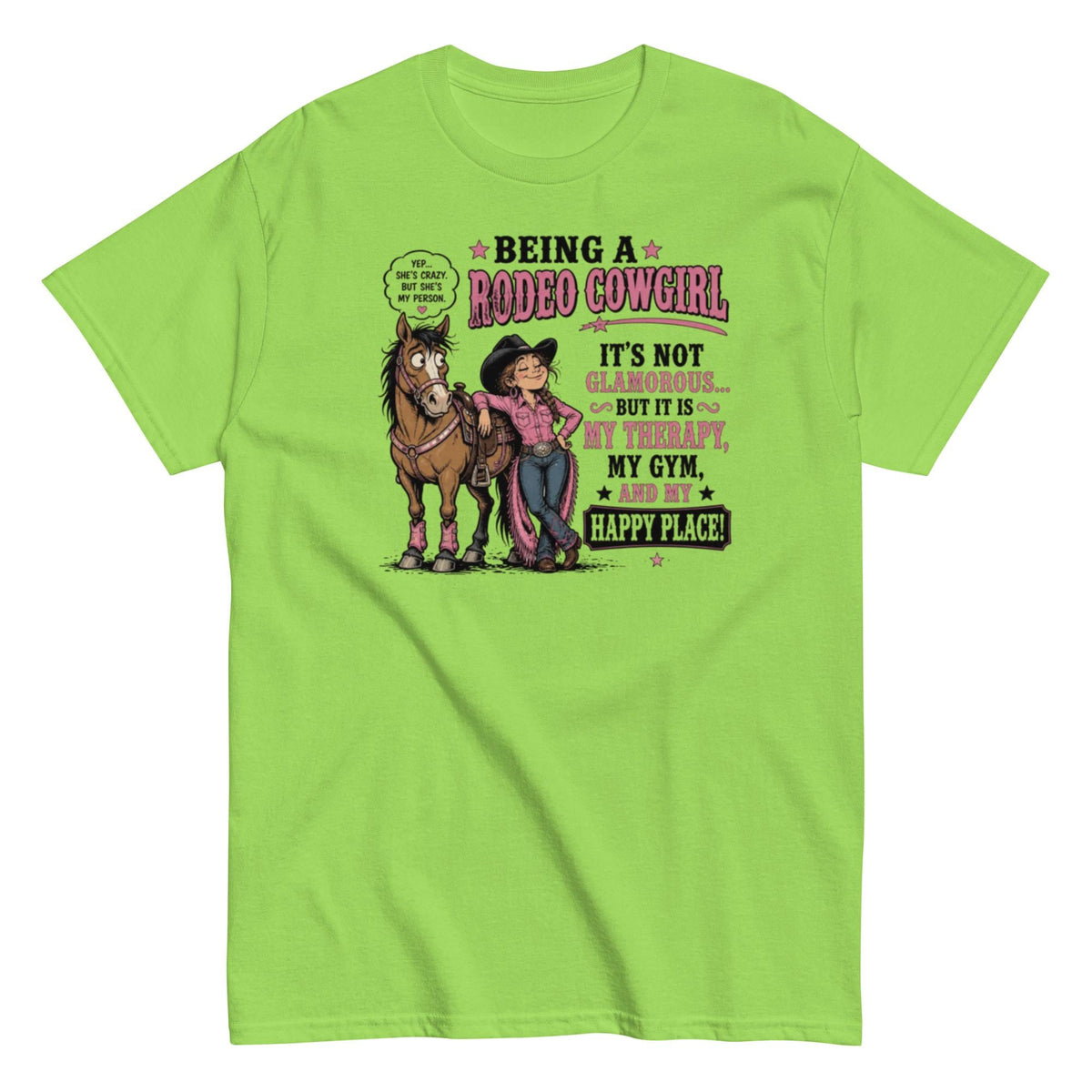 Rodeo Cowgirl Tee: My Therapy, My Happy Place Unisex Cotton Shirt