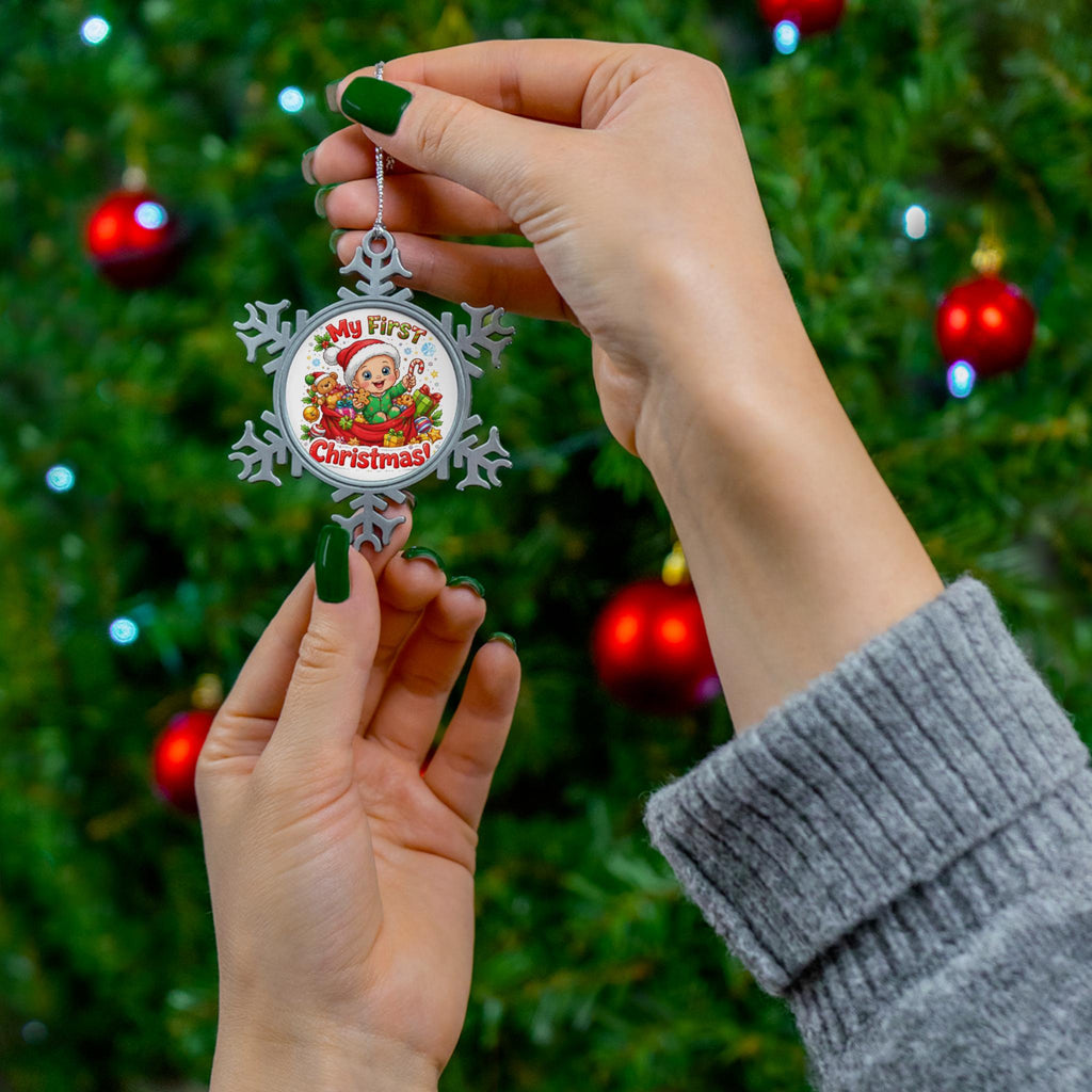 My First Christmas Baby Snowflake Ornament | Pewter Holiday Keepsake