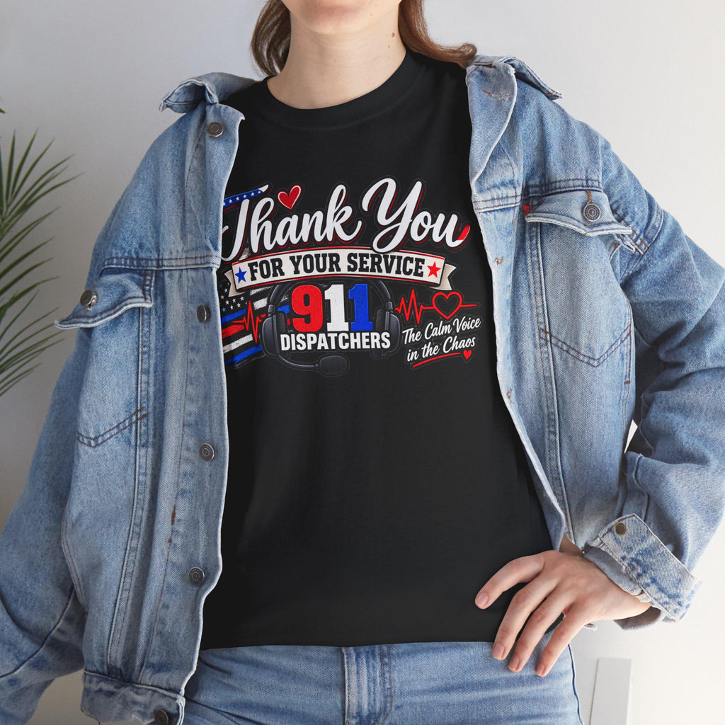 Thank You For Your Service 911 Dispatchers T-Shirt | American Flag Emergency Communicators