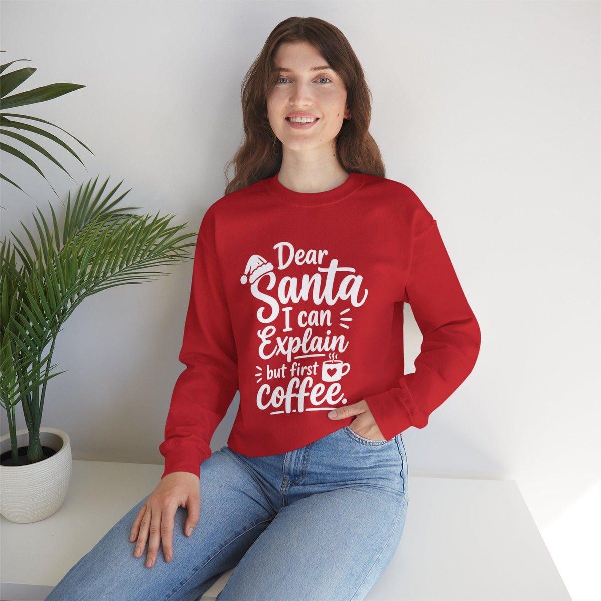 Dear Santa I Can Explain But First Coffee sweatshirt | Christmas crewneck