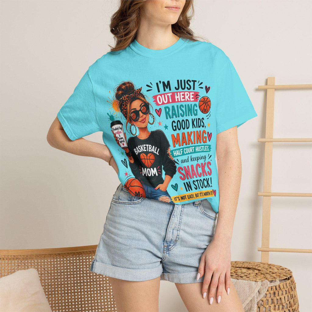 Basketball Mom Graphic Tee, Garment-Dyed Cotton, Relaxed Fit