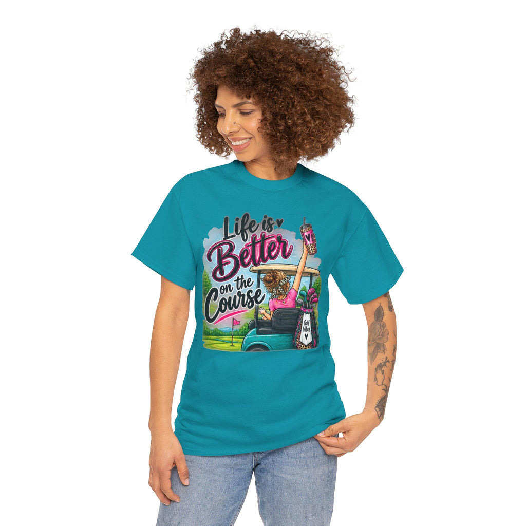 Women's Golf T-Shirt | Retro Cart, Bag, Tee Humor (100% Cotton)