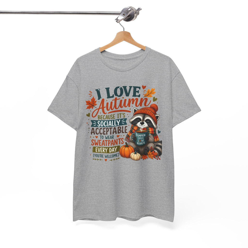 I Love Autumn Raccoon Tee | Fall Leaves, Pumpkin, Humorous autumn saying