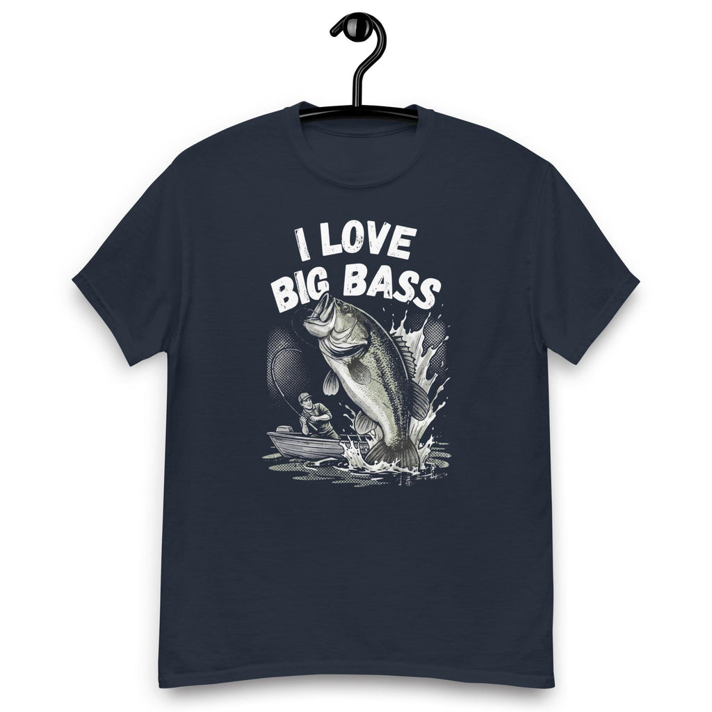 I Love Big Bass Fishing T-Shirt, Funny Bass Fishing Gift for Dad, Fisherman Shirt, Bass Fishing Lover Tee, Unisex Fishing Gift