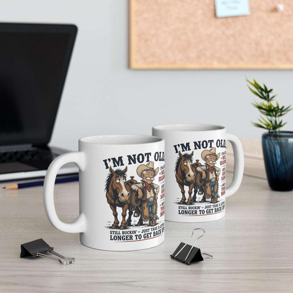 I'm Not Old I'm Just Well Seasoned Horse Mug | Funny Western Cowboy Coffee Cup