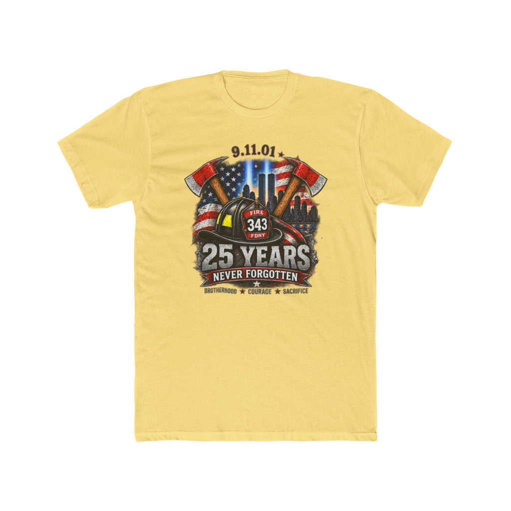 9/11 25 Years Never Forgotten Tee | 9 11 Firefighter Tribute, 343 Helmet Memorial