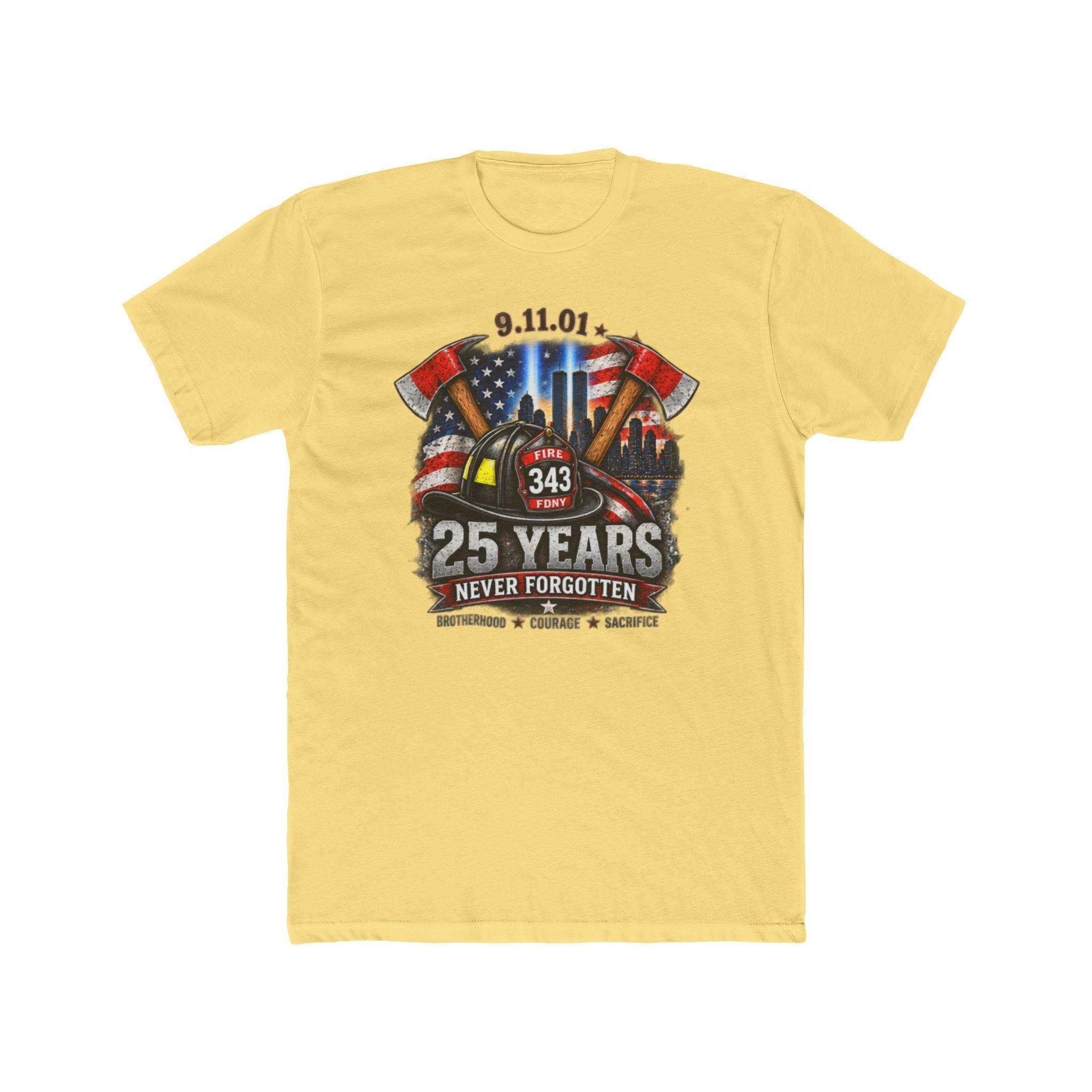 9/11 25 Years Never Forgotten Tee | 9 11 Firefighter Tribute, 343 Helmet Memorial