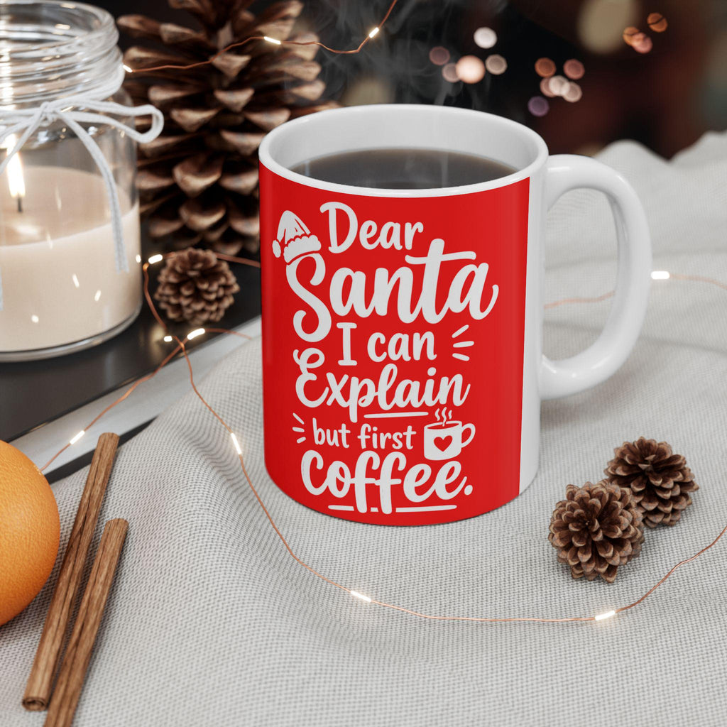 Santa Says Espresso But First Coffee Mug | Christmas Holiday Coffee Cup