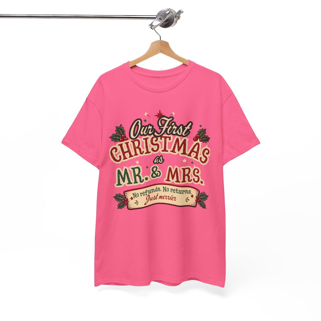 Our First Christmas Mr. & Mrs. T-Shirt | Holiday Couples Tee | Christmas Newlyweds