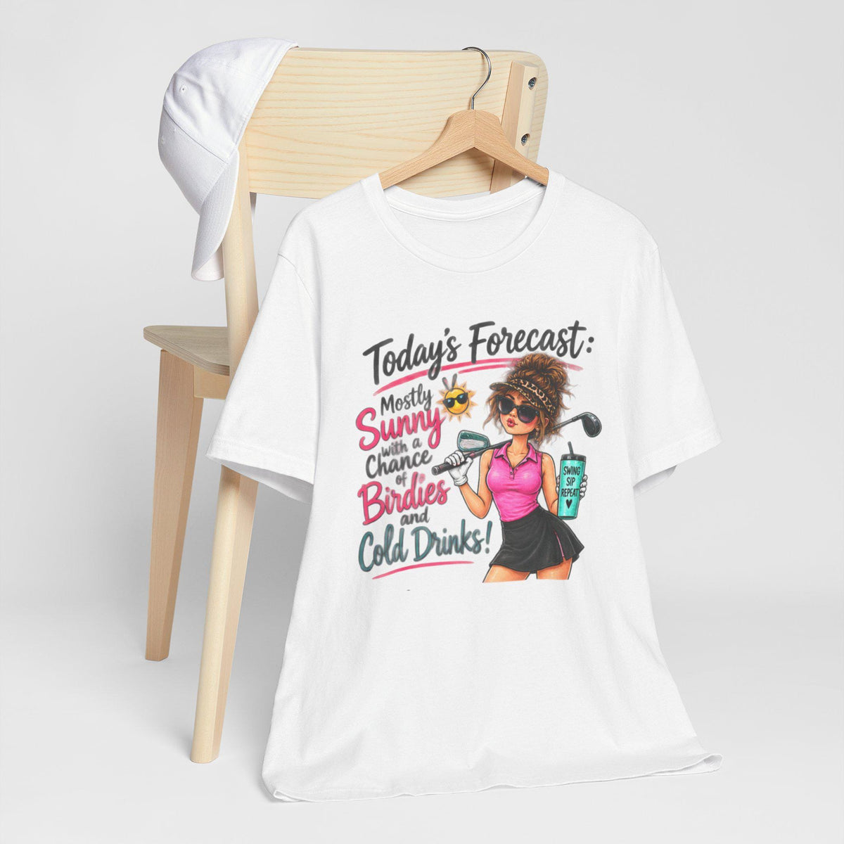 Womens Golf Shirt, Sunny Birdies Cold Drinks Graphic Tee