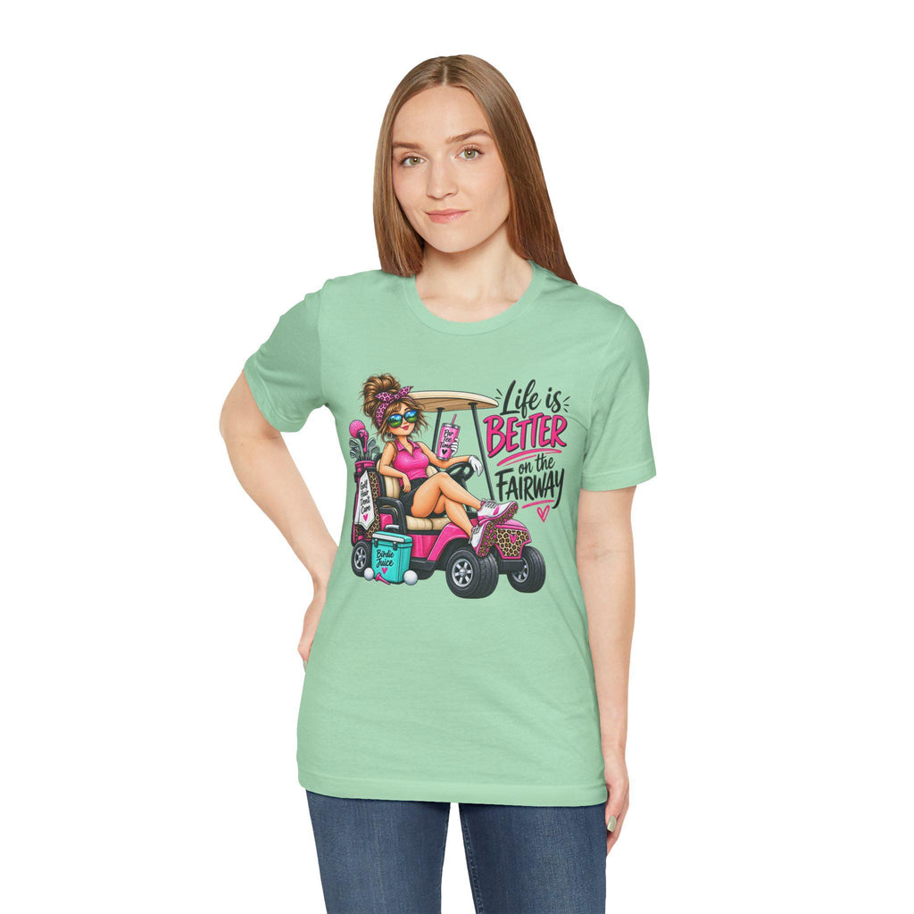 Humorous Woman Golf Cart Graphic Tee | Golf T-Shirt,
