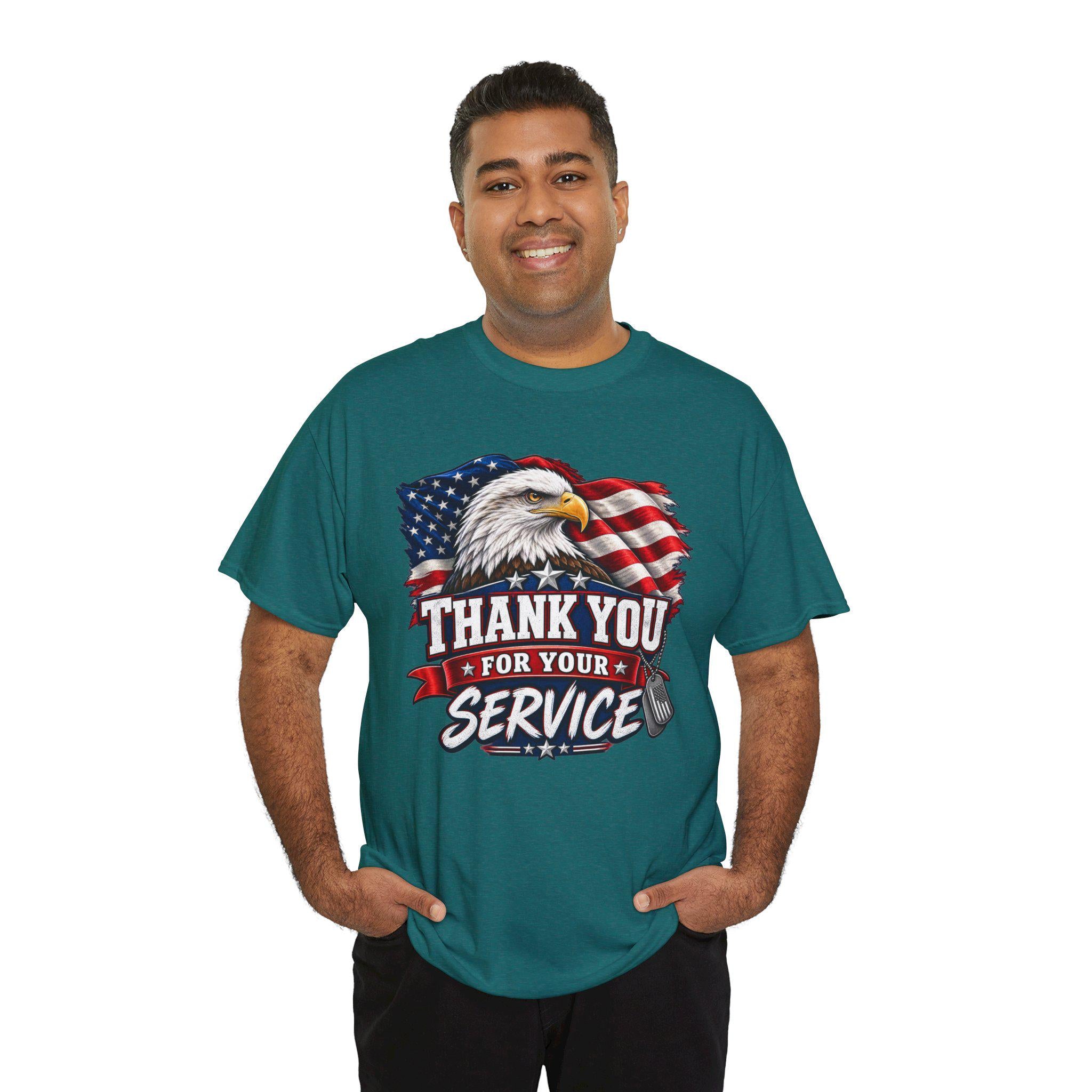 Thank You For Your Service T-Shirt | Eagle American Flag Military Tribute