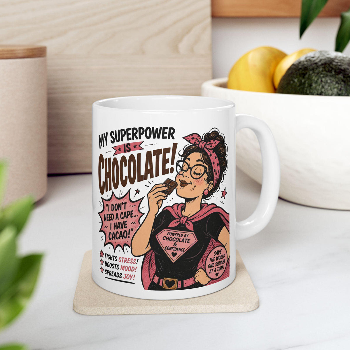 My Superpower is Chocolate Mug | Comic Retro Chocolate Lover Coffee Cup