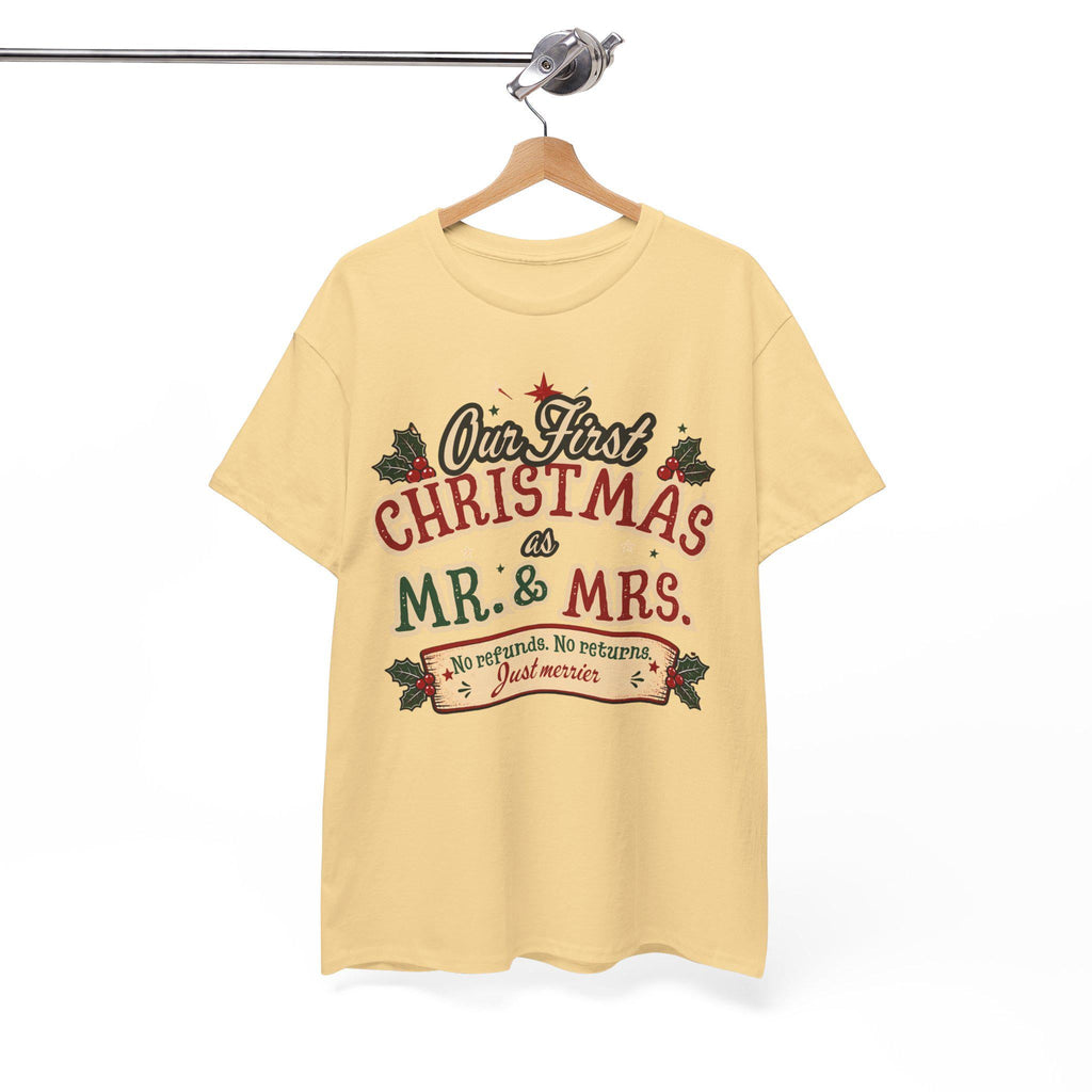 Our First Christmas Mr. & Mrs. T-Shirt | Holiday Couples Tee | Christmas Newlyweds