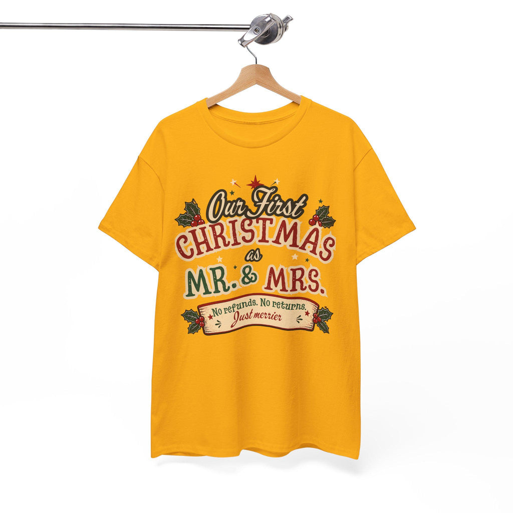 Our First Christmas Mr. & Mrs. T-Shirt | Holiday Couples Tee | Christmas Newlyweds