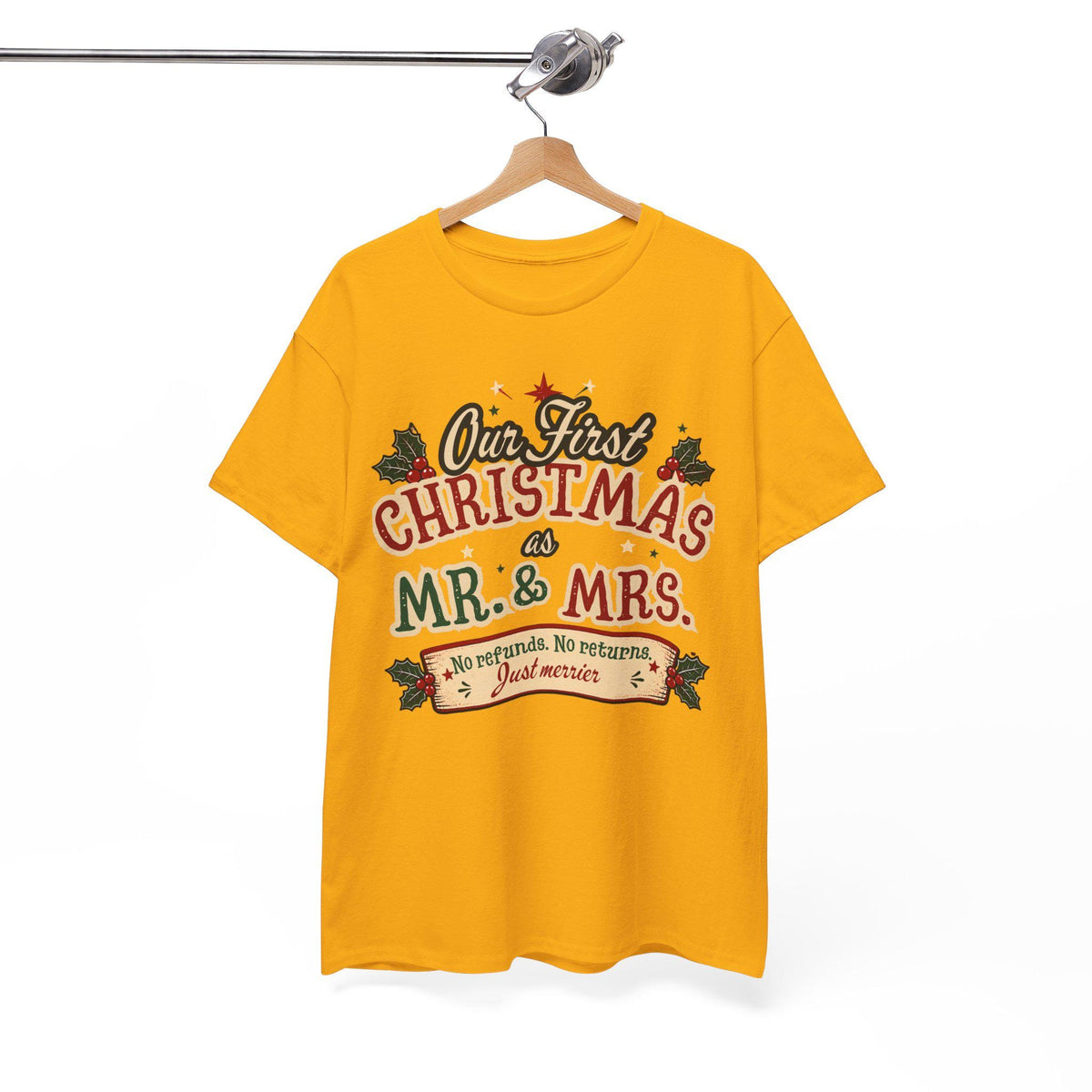 Our First Christmas Mr. & Mrs. T-Shirt | Holiday Couples Tee | Christmas Newlyweds