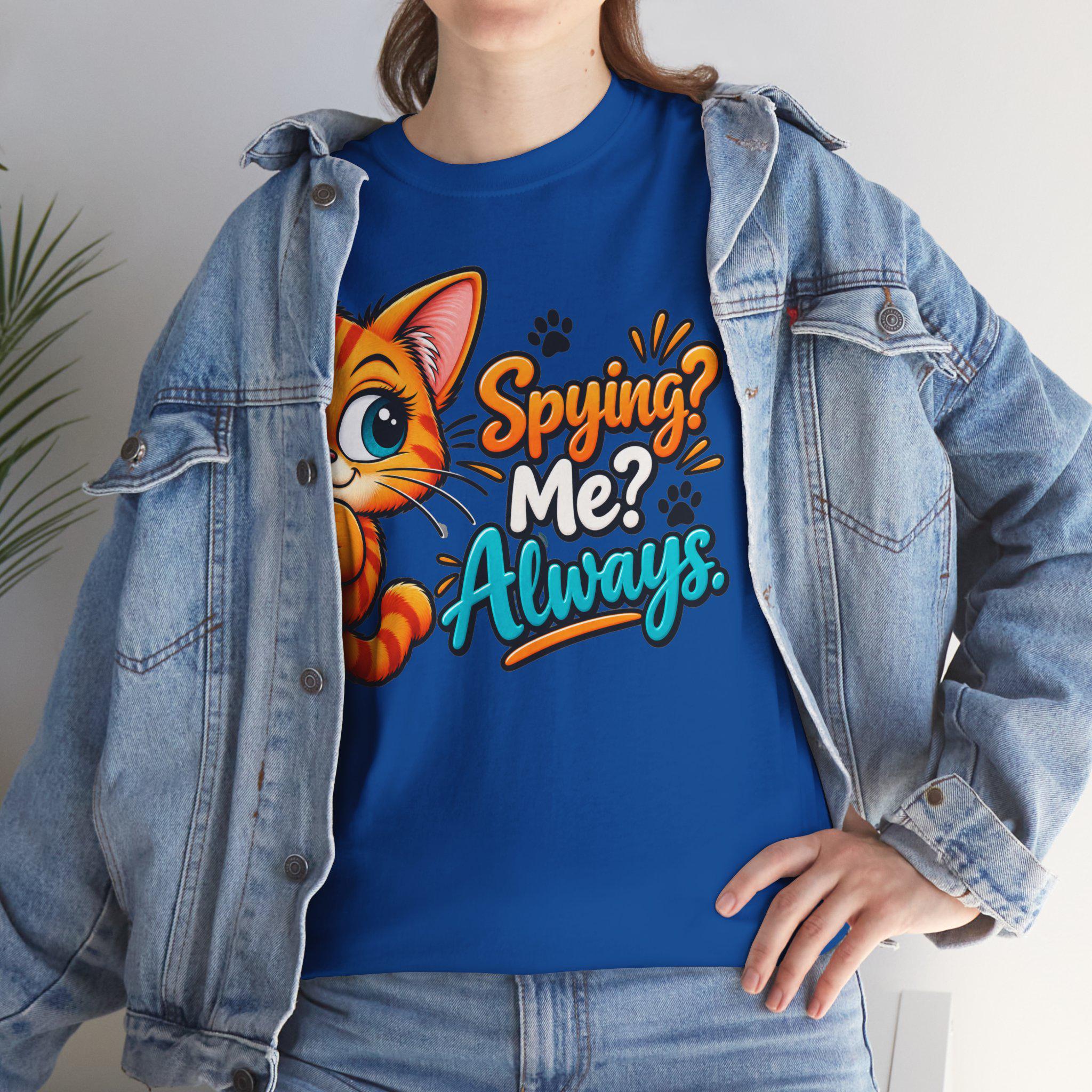 Cat Graphic Tee | Spying Me? Always Cotton T-Shirt