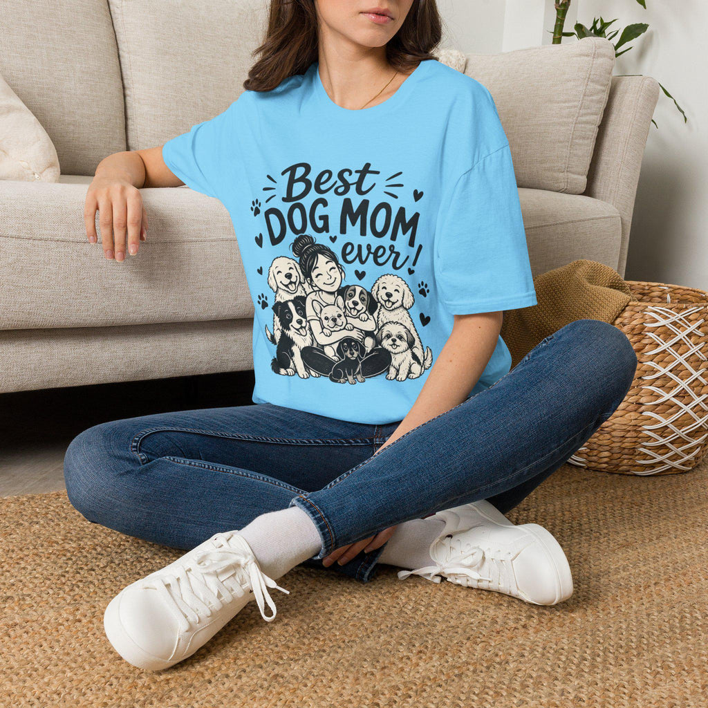 Dog Mom T-Shirt | Hand-Drawn Pups, Lightweight Cotton Tee
