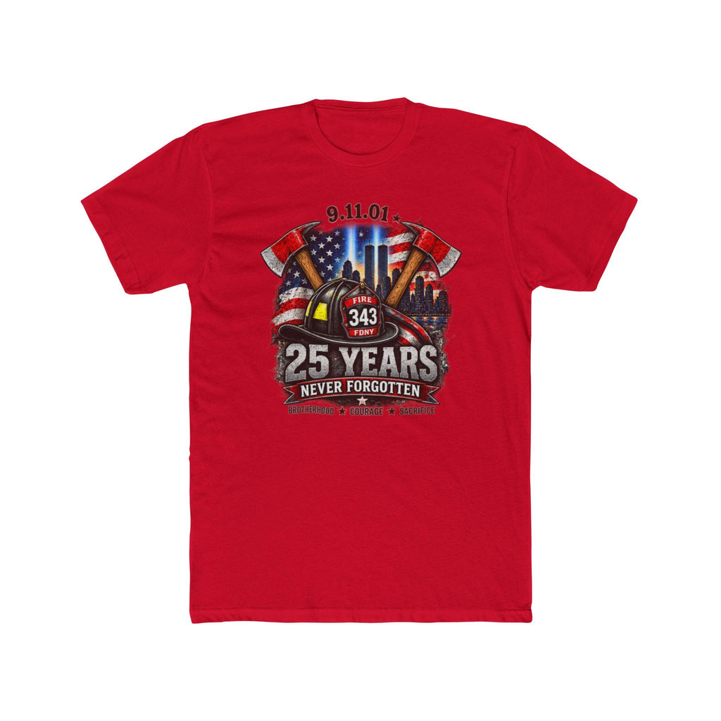9/11 25 Years Never Forgotten Tee | 9 11 Firefighter Tribute, 343 Helmet Memorial