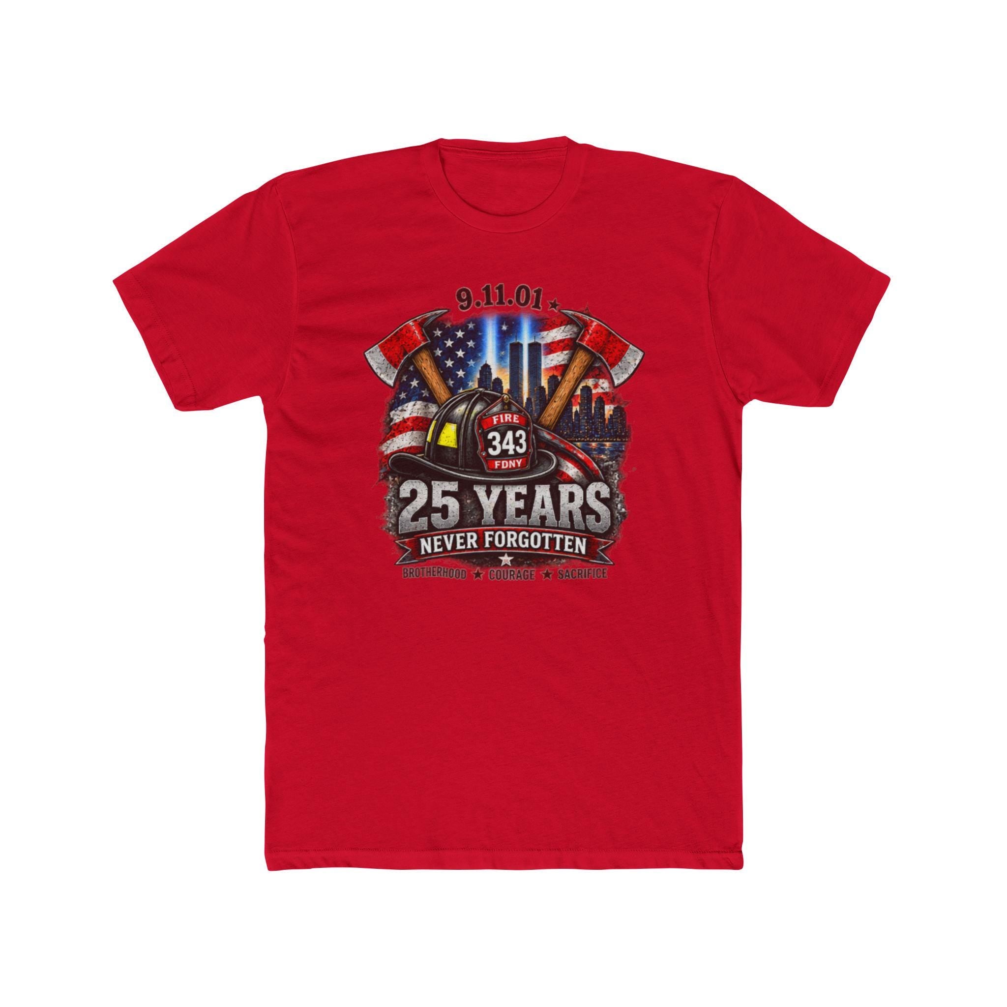 9/11 25 Years Never Forgotten Tee | 9 11 Firefighter Tribute, 343 Helmet Memorial