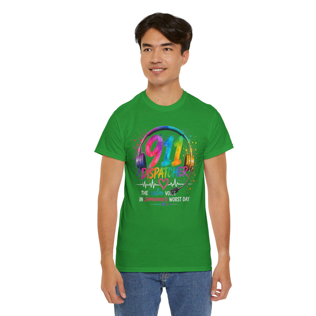 911 Dispatcher Tee | Rainbow Headset, Calm Someone's Worst Day design,first responder