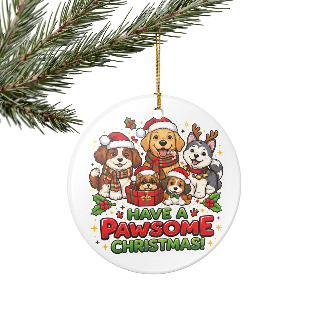 Ceramic Dog Christmas Ornament | Festive Pawsome Holiday Tree Decor