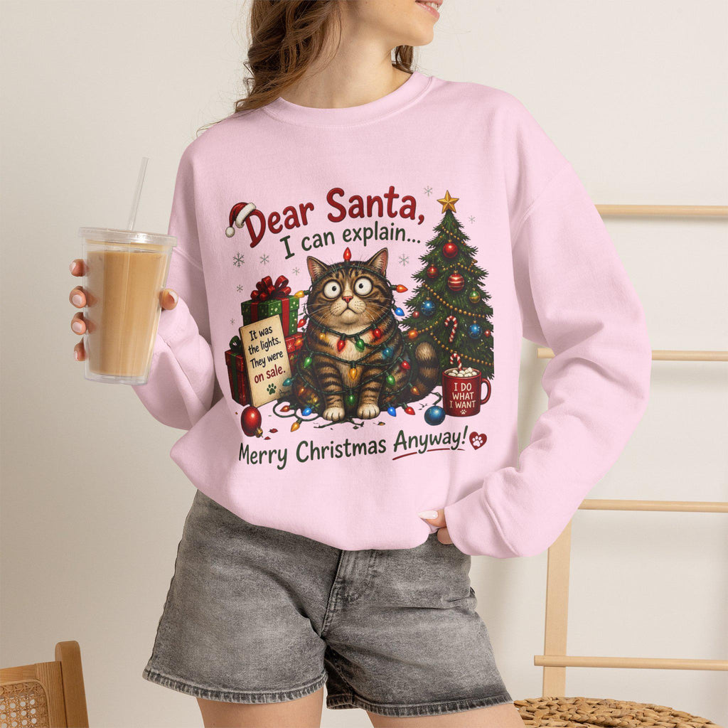 Dear Santa I Can Explain Cat Christmas sweatshirt | Holiday Cat Crewneck