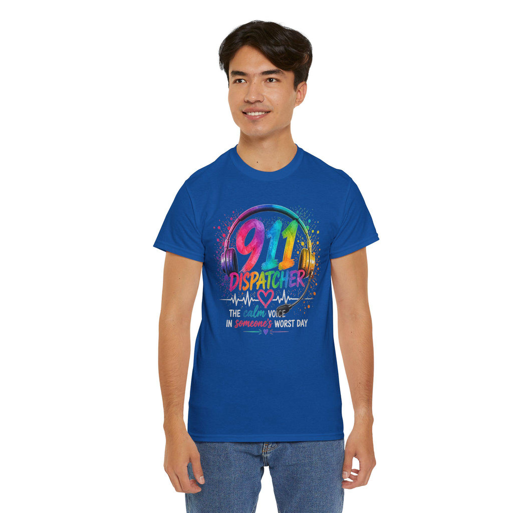 911 Dispatcher Tee | Rainbow Headset, Calm Someone's Worst Day design,first responder