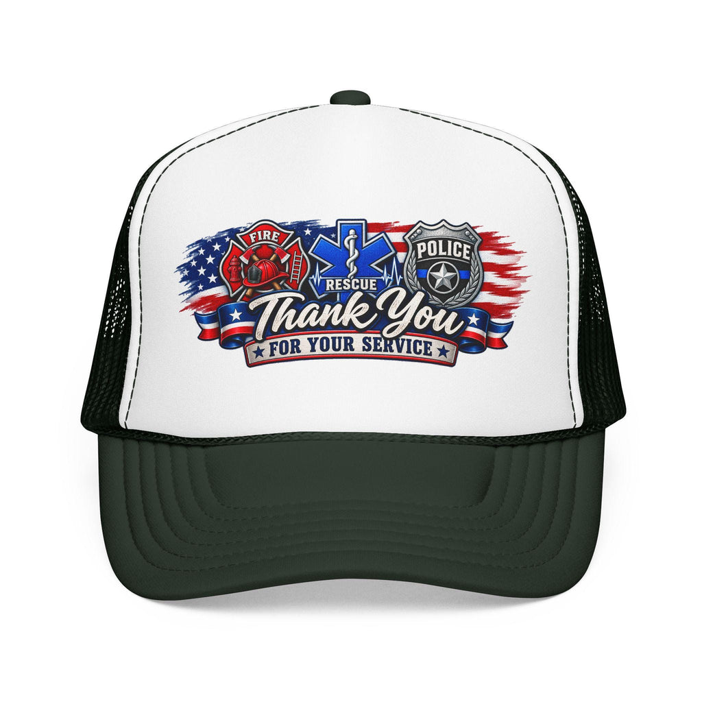 Thank You For Your Service Foam Trucker Hat | Fire EMS Police Tribute cap