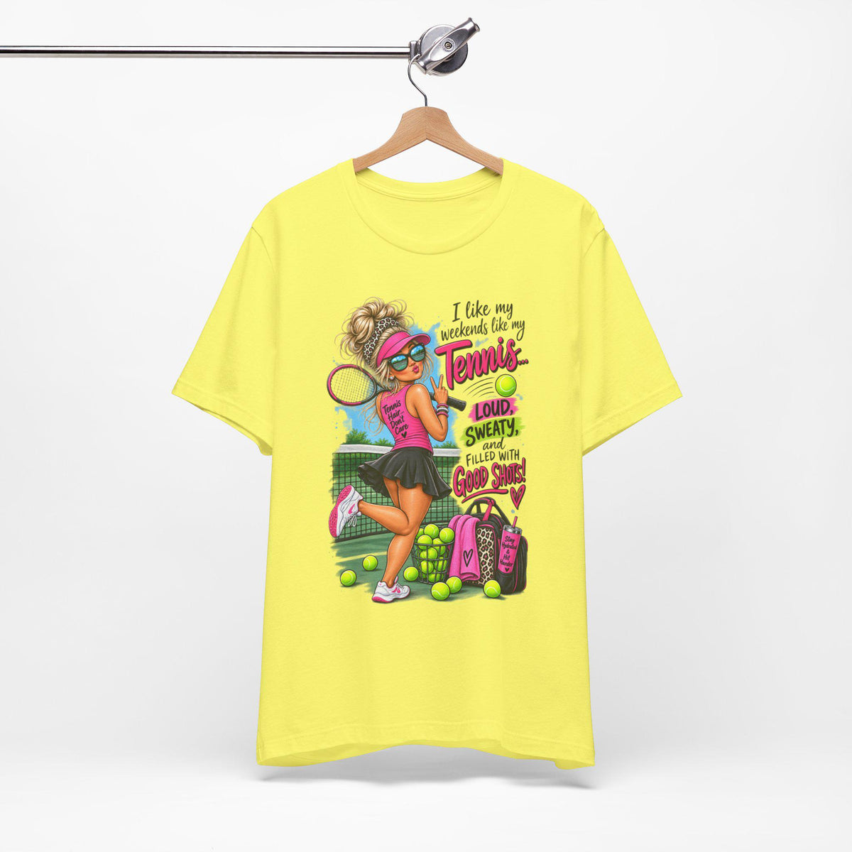 Tennis Player Tee, Good Vibes, Loud, Sweaty, Good Shots (100% Cotton)
