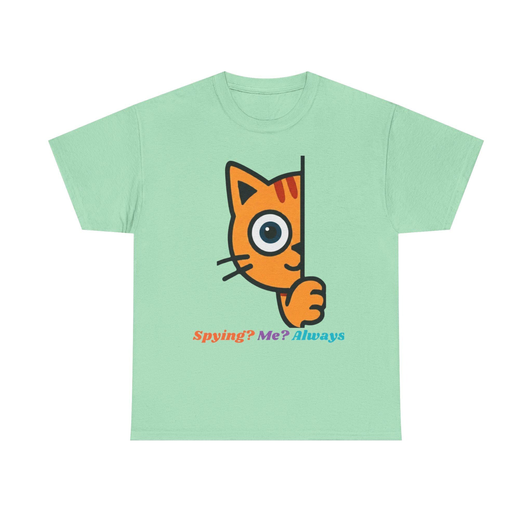 Orange Cat Peeking Tee | Playful Spying Kitty Graphic Shirt
