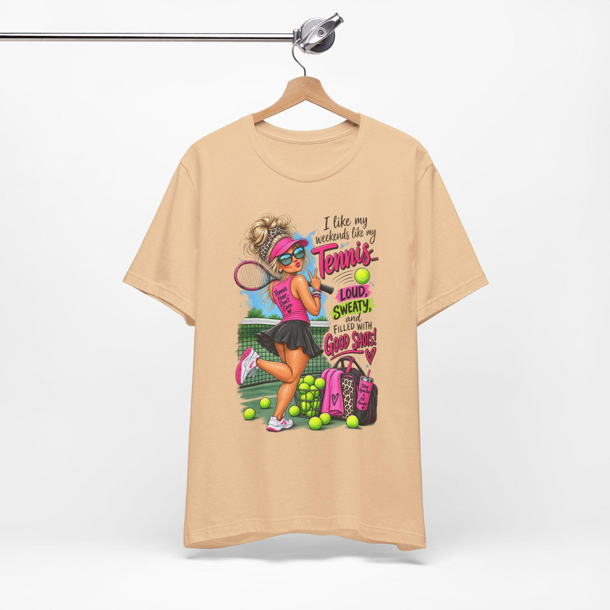 Tennis Player Tee, Good Vibes, Loud, Sweaty, Good Shots (100% Cotton)