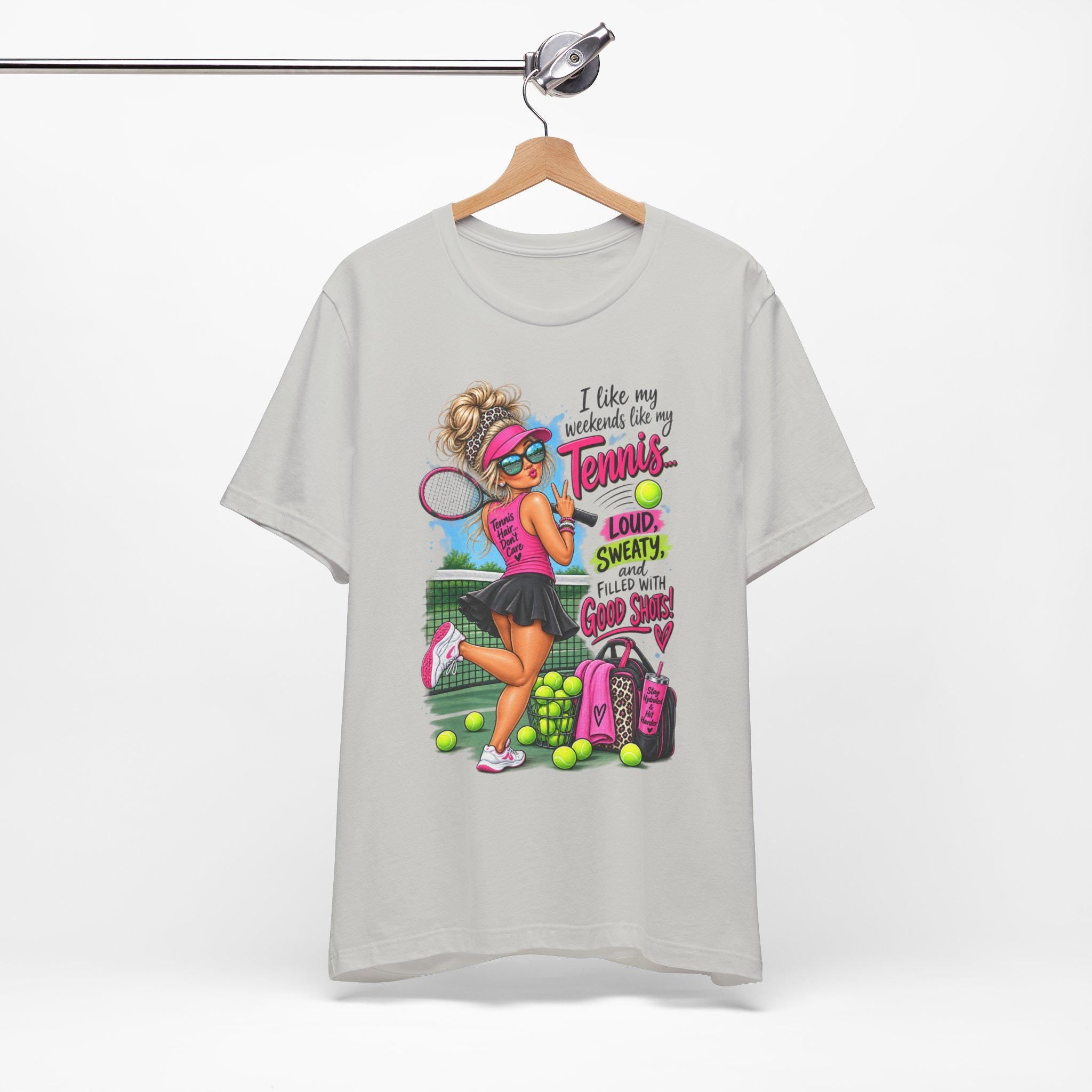 Tennis Player Tee, Good Vibes, Loud, Sweaty, Good Shots (100% Cotton)