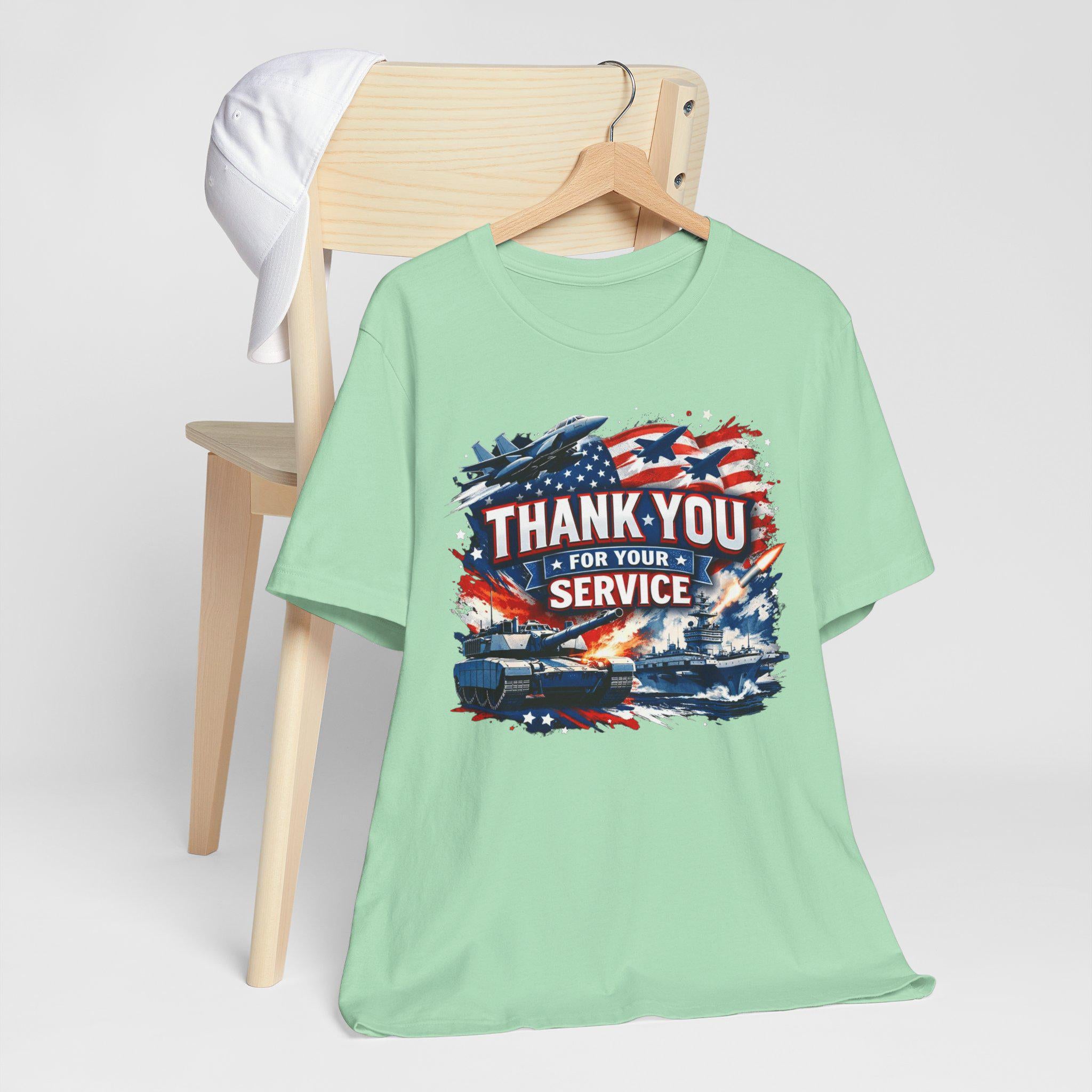 Thank You For Your Service Military Tribute T-Shirt | American Flag Jets Tank