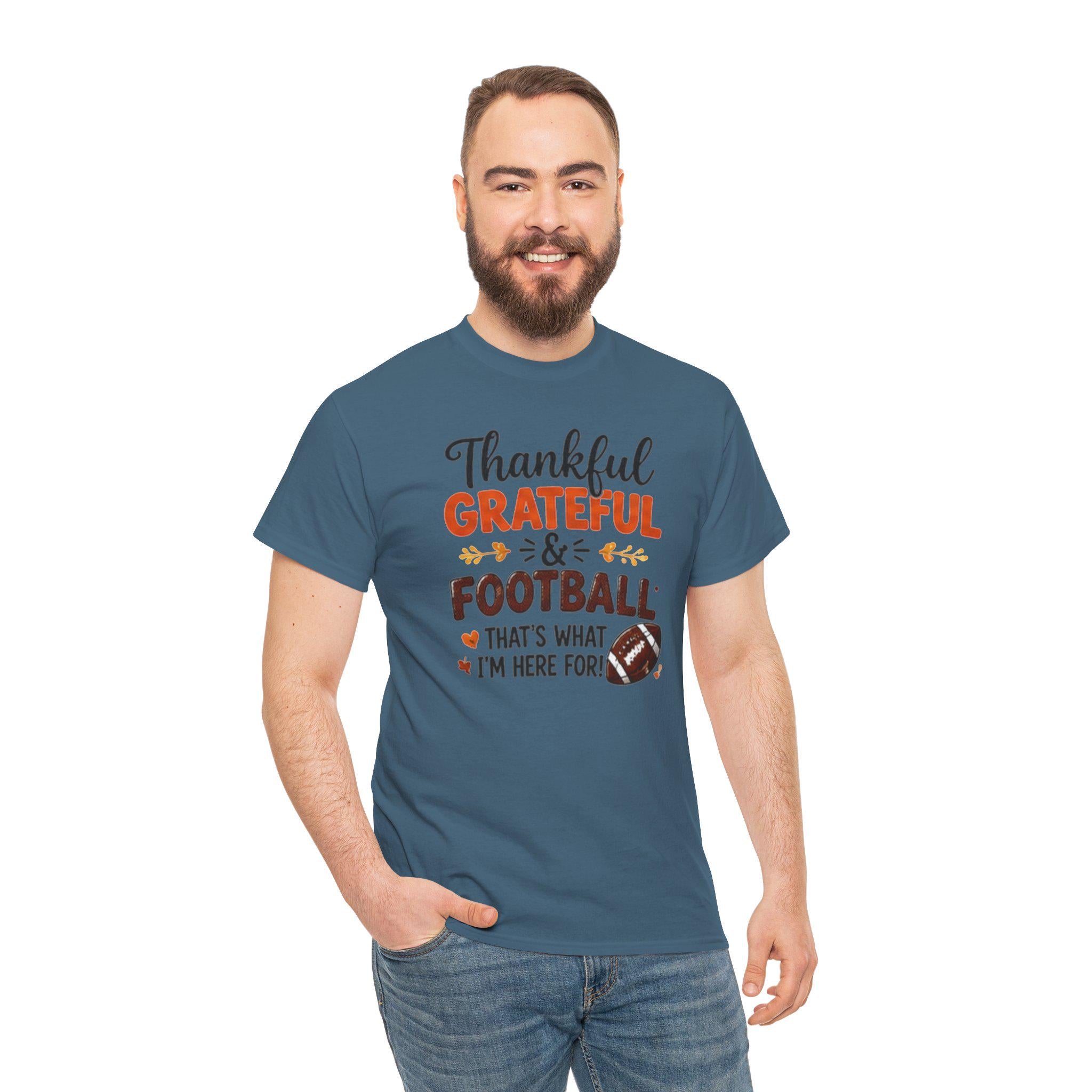 Thanksgiving Football Tee, Thankful Grateful & Football T-Shirt