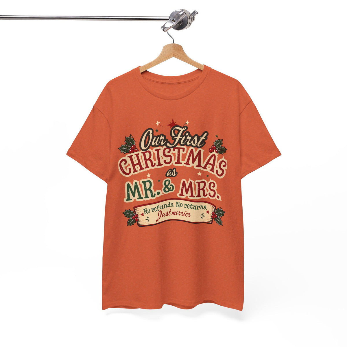 Our First Christmas Mr. & Mrs. T-Shirt | Holiday Couples Tee | Christmas Newlyweds
