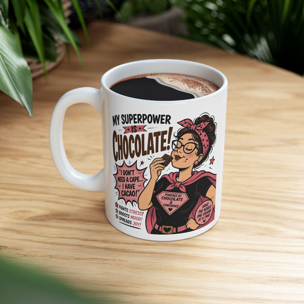 My Superpower is Chocolate Mug | Comic Retro Chocolate Lover Coffee Cup