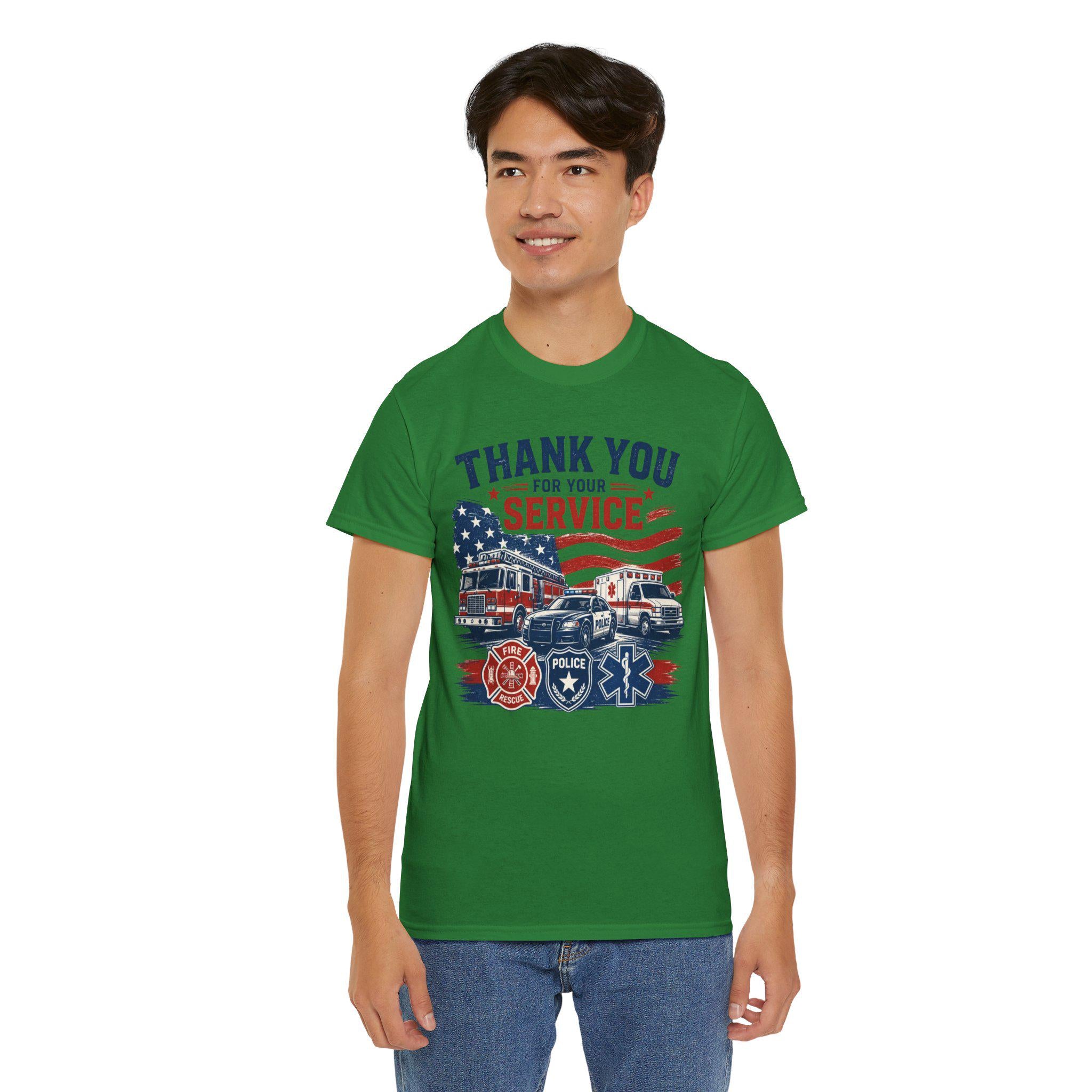 Thank You For Your Service Tee | Firefighter Police EMS American Flag