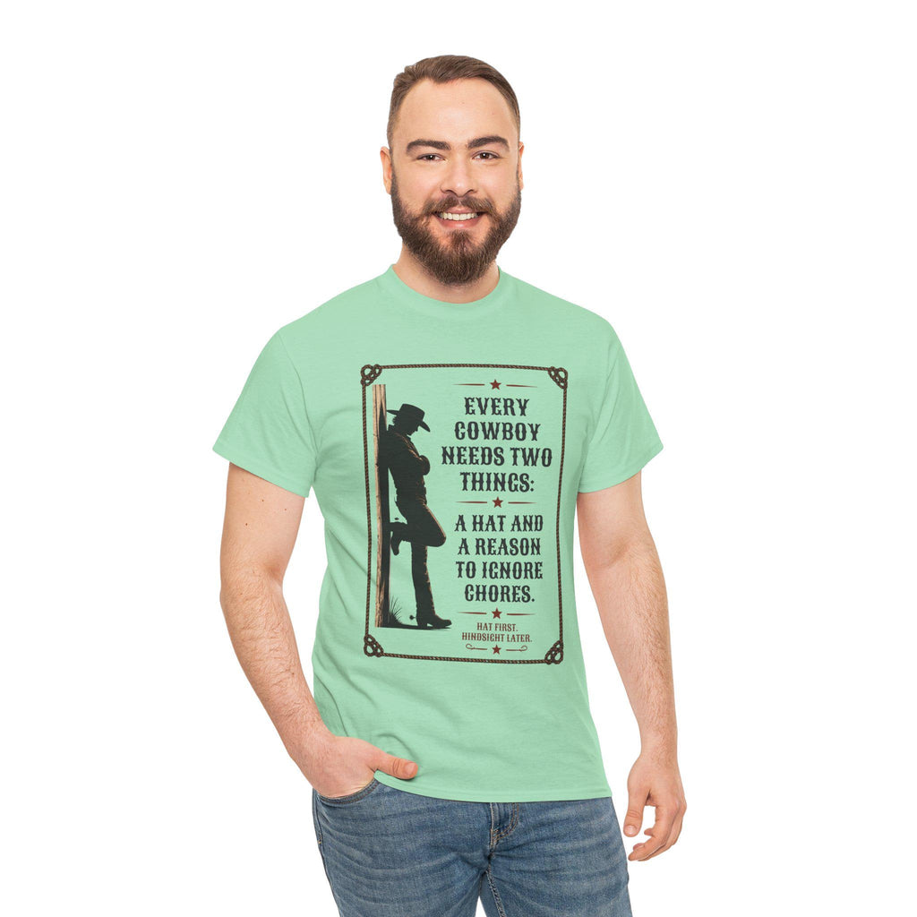 Every Cowboy Needs Two Things T-Shirt | Cowboy Silhouette, Western Quote