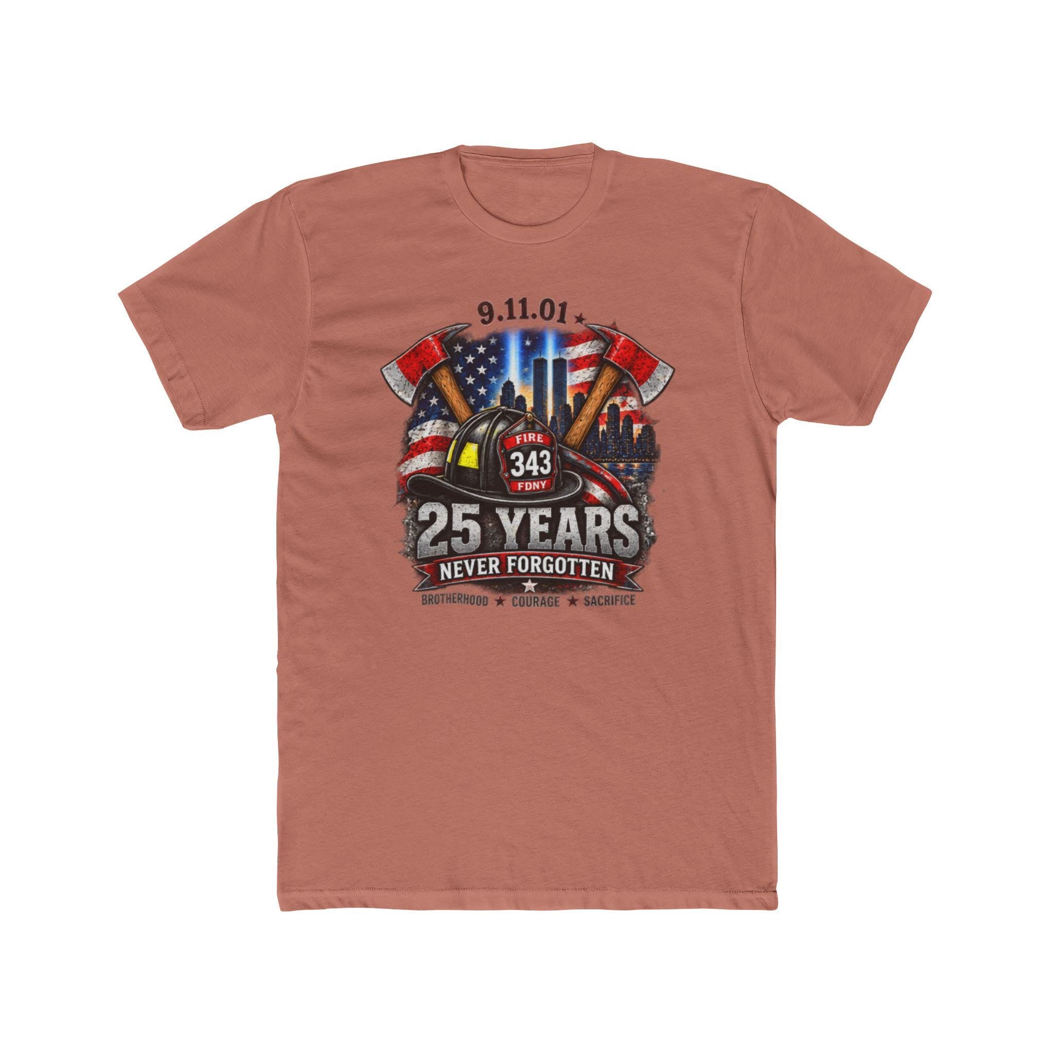 9/11 25 Years Never Forgotten Tee | 9 11 Firefighter Tribute, 343 Helmet Memorial