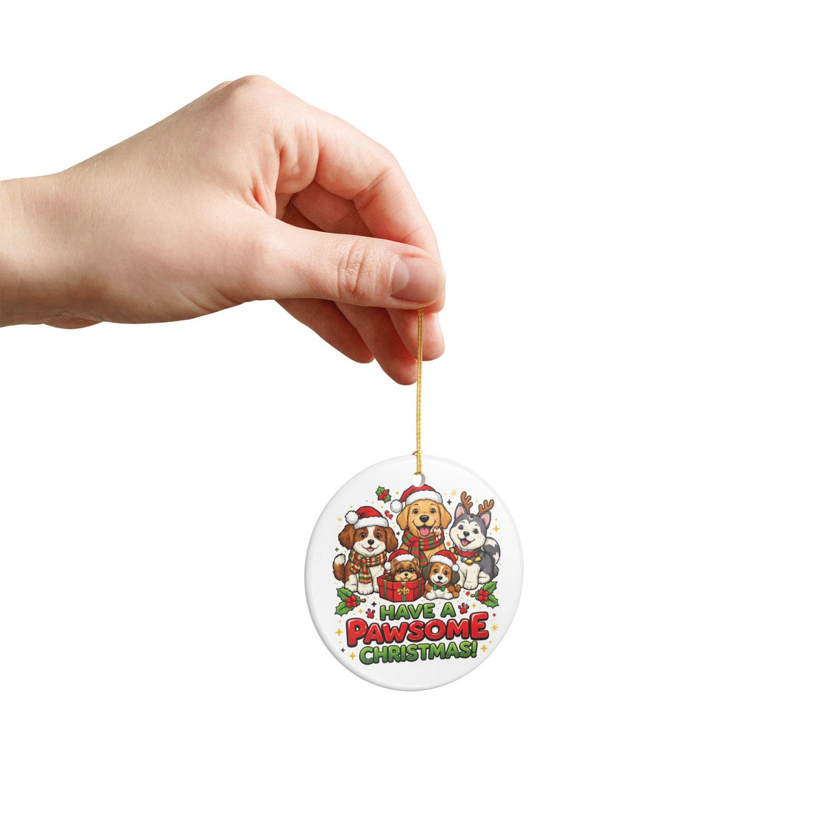 Ceramic Dog Christmas Ornament | Festive Pawsome Holiday Tree Decor